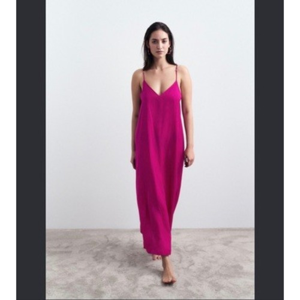La Ligne New York Magenta Pink Slip Midi Dress XS